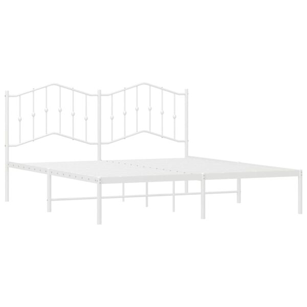 vidaXL Bedframe met hoofdbord metaal wit 160x200 cm