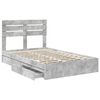 vidaXL Opslag bed met hoofdeinde Beton Grijs 135 x 190 cm Bewerkt hout