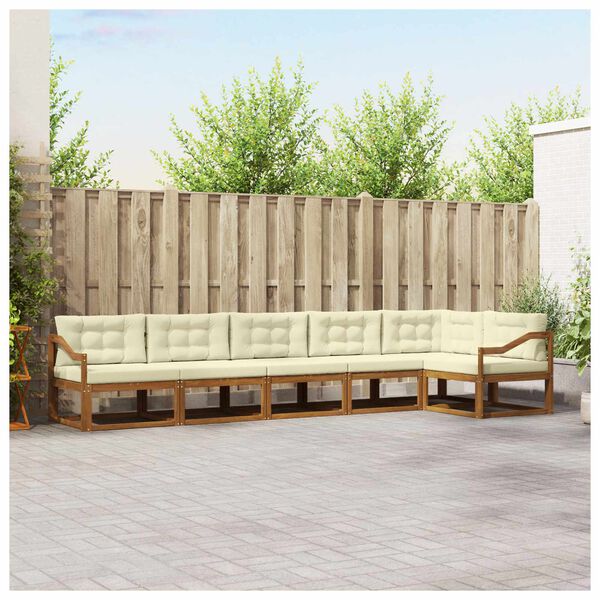 vidaXL Buiten bankenset met kussen 6 pcs Natuurlijk en Cr&egrave;me