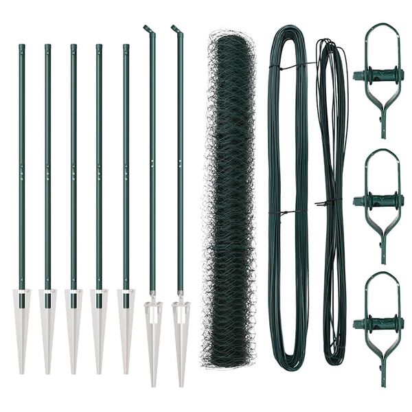 vidaXL Afrasteringspaal Groen 10 x 1,2 m (50 mm gaas) Staal en PVC