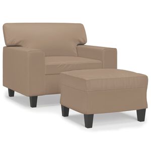 vidaXL Fauteuil met voetenbank 60 cm kunstleer cappuccinokleurig