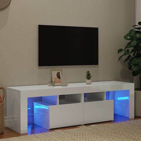 vidaXL Tv-meubel met LED-verlichting 140x36,5x40 cm hoogglans wit