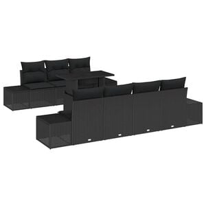 vidaXL Tuin Sofa Set 8 pcs Zwart Poly Rattan en Poedergecoat Staal
