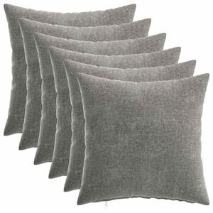 vidaXL Kussensloop 6 st HEERLEN Donkergrijs 40 x 40 cm Chenille Stof