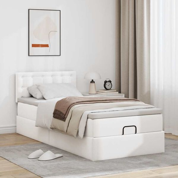 vidaXL Ottoman bed met matrassen en LED's 90x200cm kunstleer