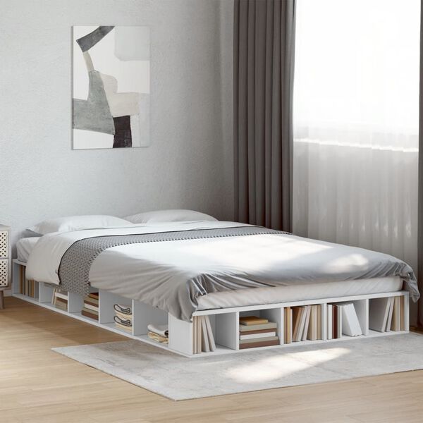vidaXL Bedframe massief hout wit 120x200 cm