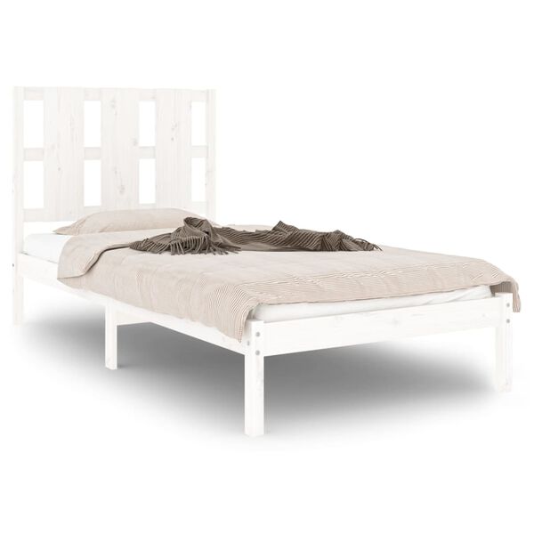 vidaXL Bedframe zonder matras massief grenenhout wit 90x200 cm