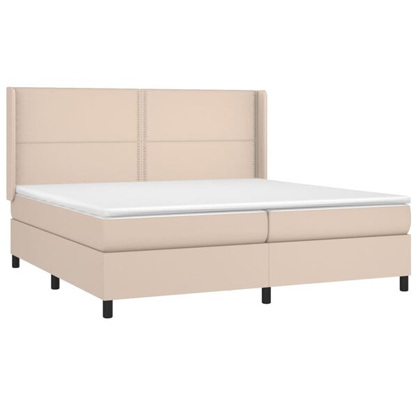 vidaXL Boxspring met matras kunstleer cappuccinokleurig 200x200 cm