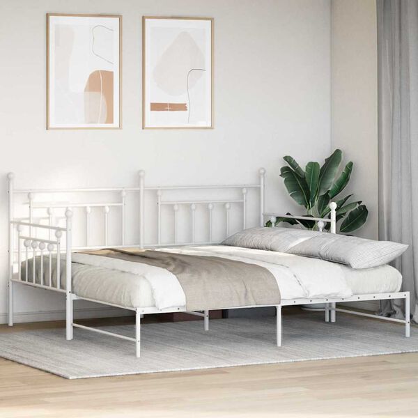 vidaXL Bedframe voor een daybed met hoofdeinde Wit 100 x 200 cm Staal