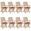 vidaXL Opklapbare stoelen, 8 stuks, inclusief kussens, van massief acaciahout