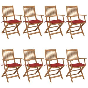 vidaXL Opklapbare stoelen, 8 stuks, inclusief kussens, van massief acaciahout