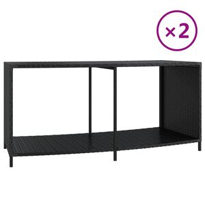 vidaXL Opbergschappen 2 st poly rattan zwart