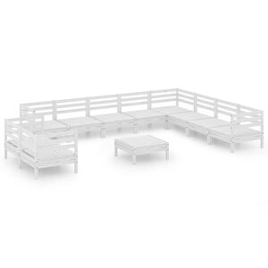 vidaXL 11-delige Loungeset massief grenenhout wit