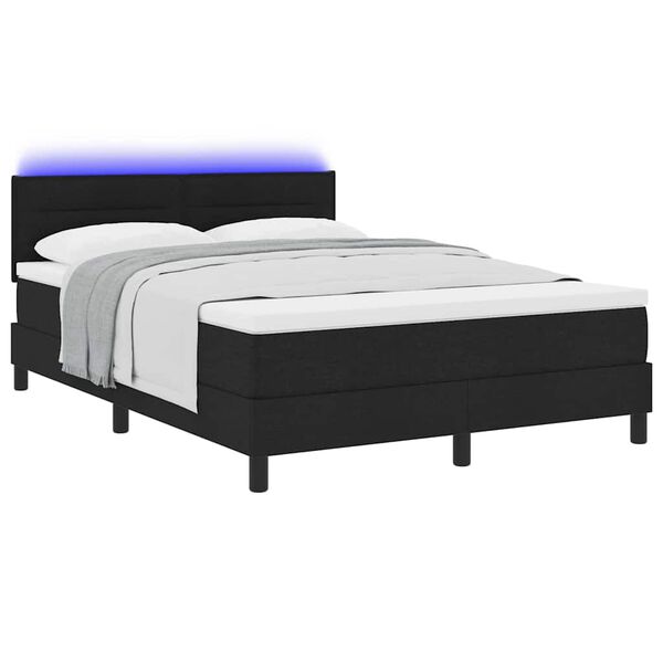 vidaXL Boxspring bed met matras met LED Zwart 160 x 200 cm Stof