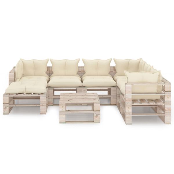 vidaXL 8-delige Loungeset met kussens pallet grenenhout