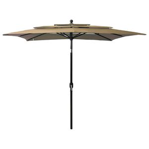 vidaXL Parasol 3-laags met aluminium paal 2,5x2,5 m taupe