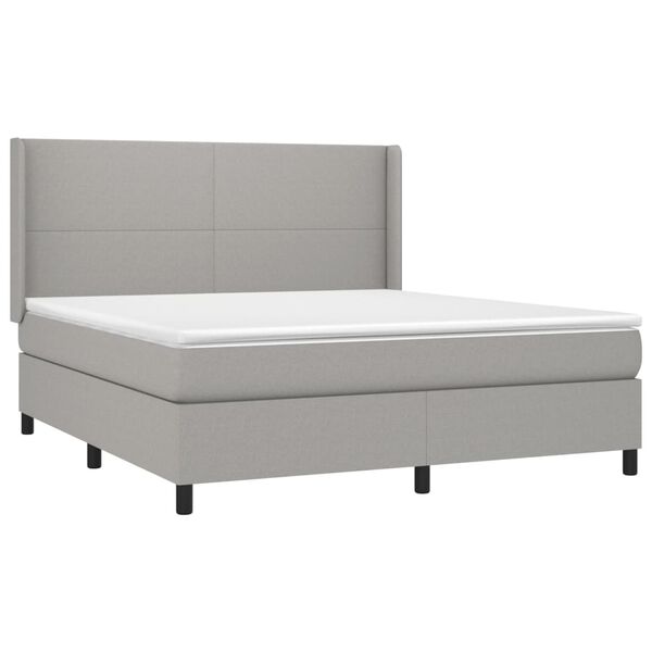 vidaXL Boxspring met matras en LED stof lichtgrijs 160x200 cm