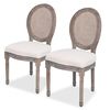 vidaXL Eetkamerstoelen 2 st stof cr&egrave;mekleurig