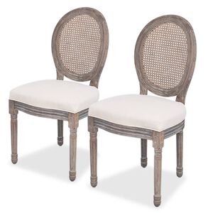 vidaXL Eetkamerstoelen 2 st stof cr&egrave;mekleurig