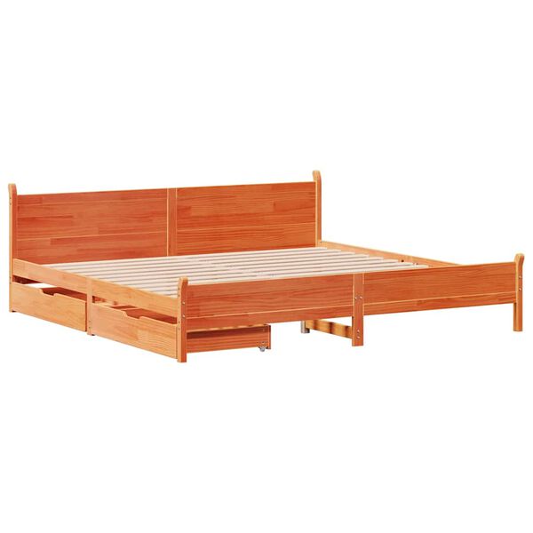 vidaXL Bedframe zonder matras massief grenenhout wasbruin 200x200 cm