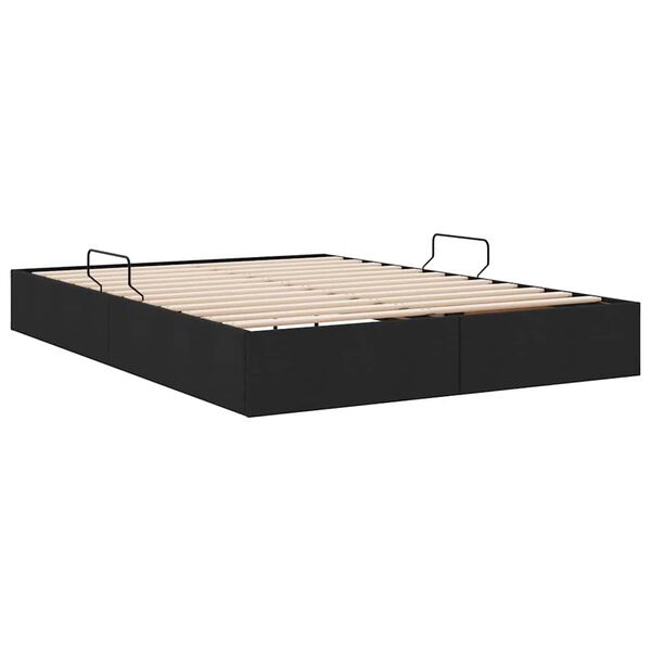 vidaXL Opslag bed met matras met hoofdeinde Zwart 135 x 190 cm Stof