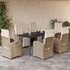 vidaXL 7-delige Tuinset met kussens poly rattan beige