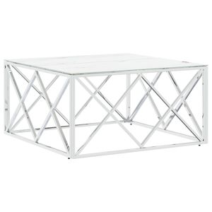vidaXL Salontafel 80x80x40 cm roestvrij staal en glas zilverkleurig
