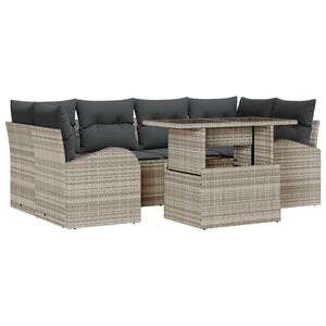 vidaXL Tuin Sofa Set met kussen 7 pcs Lichtgrijs Poly Rattan
