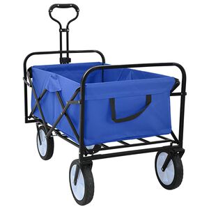vidaXL Vouwbare winkelwagentje met remmen Blauw 94 x 53 x 99 cm