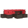vidaXL Tuin Sofa Set 7 st Bruin en Rood poly rattan