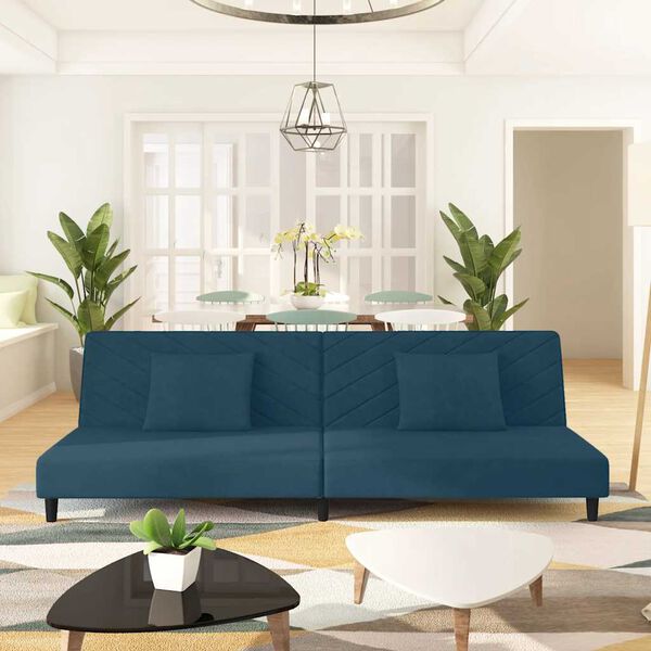 vidaXL Slaapbank 2-zits met 2 kussens fluweel geel