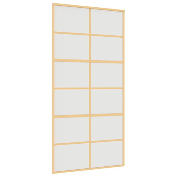 vidaXL Schuifdeur 102,5x205 cm mat ESG-glas en aluminium goudkleurig