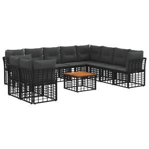 vidaXL Buiten bankenset 11 pcs Zwart en Donkergrijs Polyester