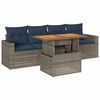 vidaXL 5-delige Loungeset met kussens poly rattan grijs