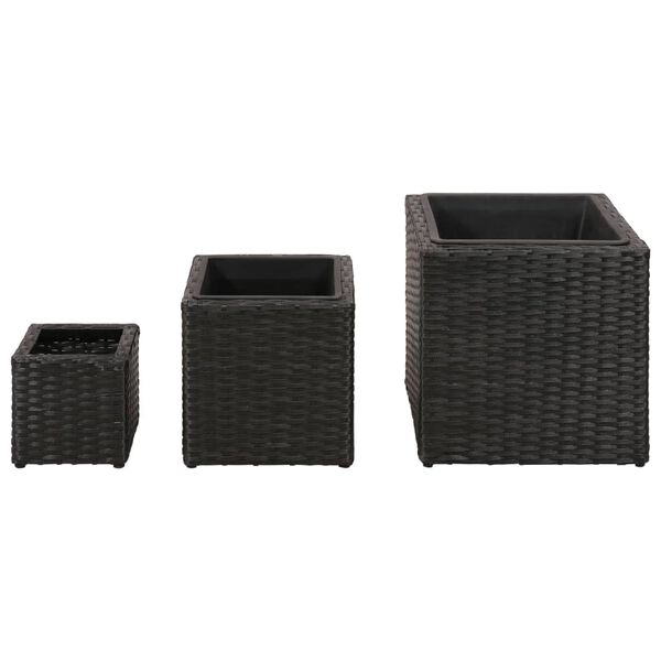vidaXL Plantenbakken verhoogd 3 st poly rattan zwart