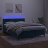 vidaXL Boxspring met matras en LED fluweel donkerblauw 140x200 cm