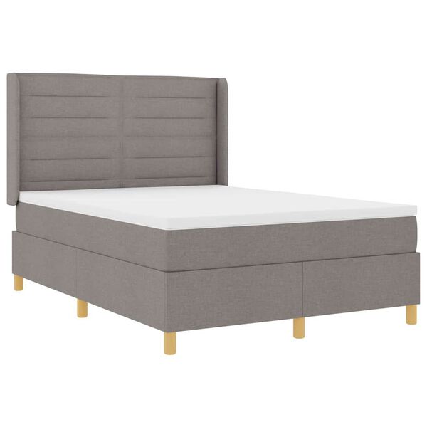 vidaXL Boxspringbed met matras met hoofdeinde Taupe 140 x 200 cm Stof