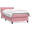 vidaXL Boxspring met matras fluweel roze 90x220 cm