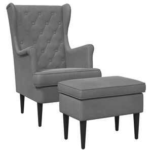 vidaXL Fauteuil met Voetenbank 2 st Donkergrijs Fluweel