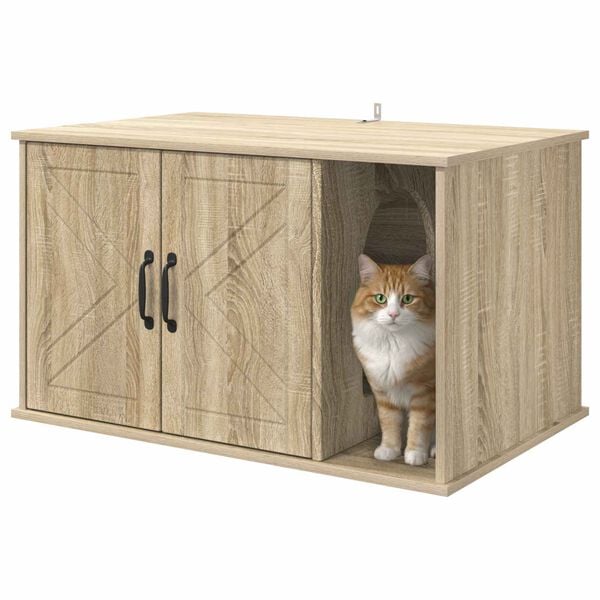 vidaXL Kattenhuis Sonoma 85 x 55 x 50 cm Bewerkt hout