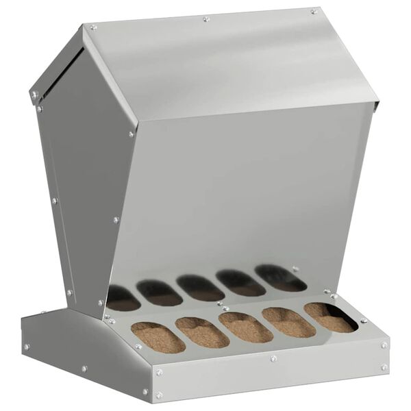 vidaXL Kip voerbak Zilver 30 x 30 x 39 cm Gegalvaniseerd staal
