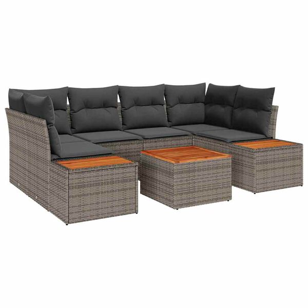 vidaXL Tuin Sofa Set met kussen met opslag 6 pcs Grijs Poly riet