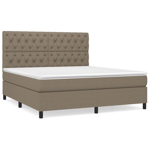 vidaXL Boxspring met matras stof taupe 160x200 cm