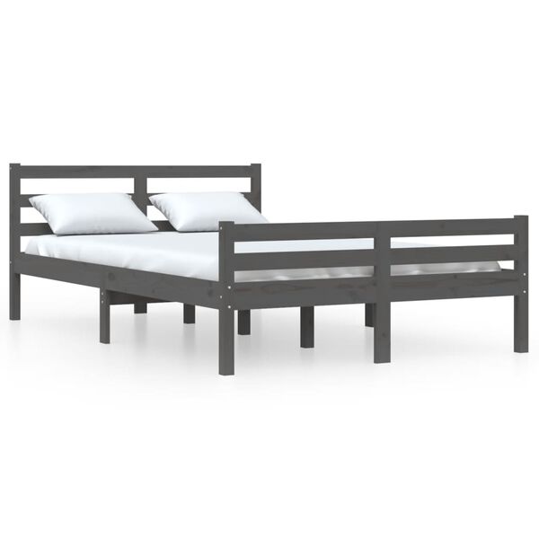 vidaXL Bedframe massief hout grijs 120x200 cm