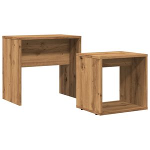 vidaXL 2-delige Tafeltjesset bewerkt hout artisanaal eikenkleurig
