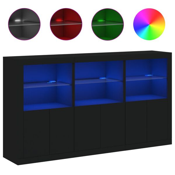 vidaXL Dressoir met LED-verlichting 181,5x37x100 cm zwart
