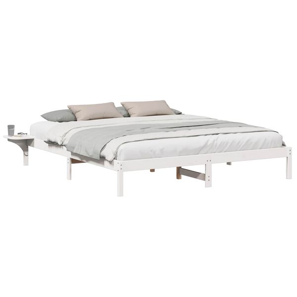 vidaXL Bedframe Wit 200 x 200 cm Massief grenenhout