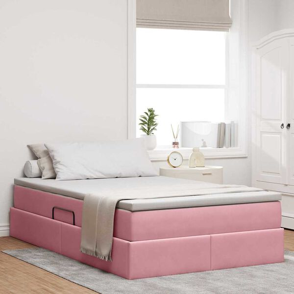 vidaXL Opbergbed met matras met matras Roze 120 x 200 cm Fluweel