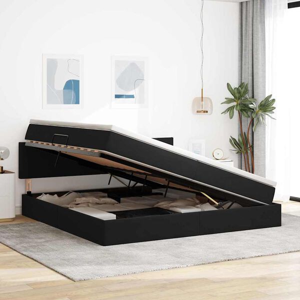 vidaXL Opslag bed met matras met hoofdeinde Zwart 200 x 200 cm Fluweel