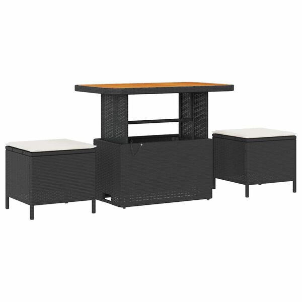 vidaXL Tuin Sofa Set met kussen met opslag 13 pcs Zwart poly rattan